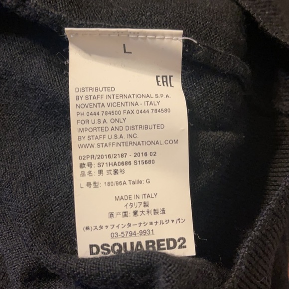 NWOT DSquared2 100%virgin wool turtleneck. Size L - Picture 7 of 11